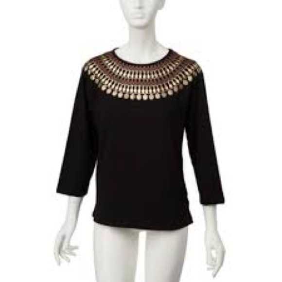 Tops - Metropolitan Museum of Art 3/4 Sleeve Sz XL Egyptian Embellished Collar